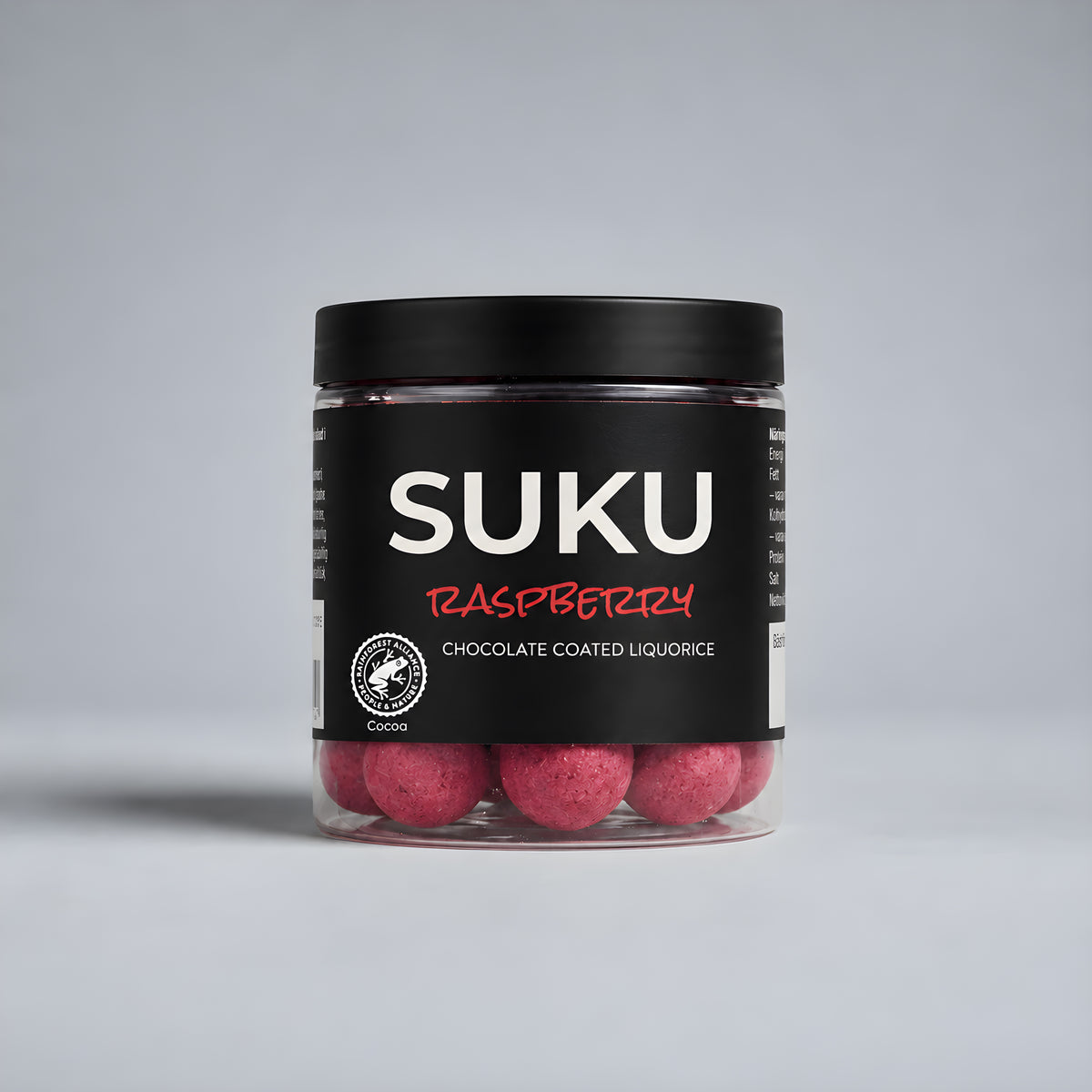 SUKU Raspberry lakritskulor 140g
